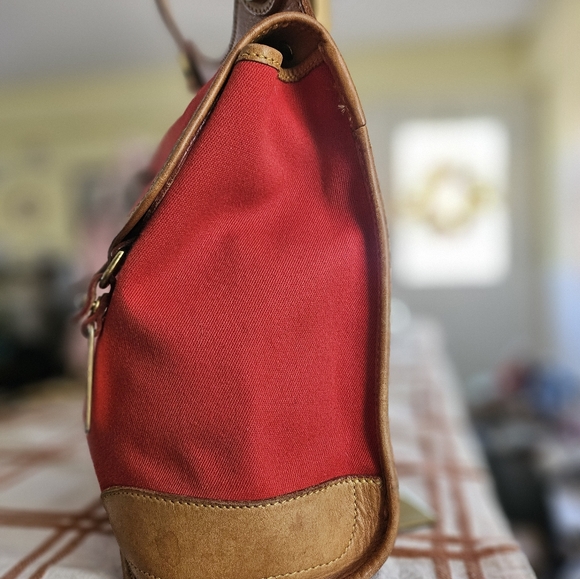Dooney and Bourke red canvas shoulder - Picture 3 of 12